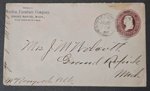 GRAND RAPIDS MICHIGAN 1888 YD Anzeige Eckmöbel Abdeckung mit WOONSOCKET RI B/S - Bild 1 von 2