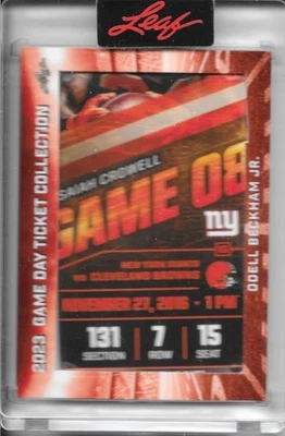 2023 LEAF GAME DAY TICKET COLLECTION ODELL BECKHAM JR GIANTS VS BROWNS - Image 1 of 2