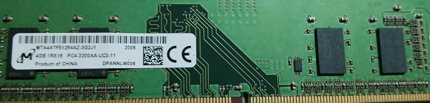 MTA4ATF51264AZ-3G2J1 Micron 4GB DDR4 Non ECC PC4-25600 3200MHz 1Rx6 Memory - Image 1 of 1