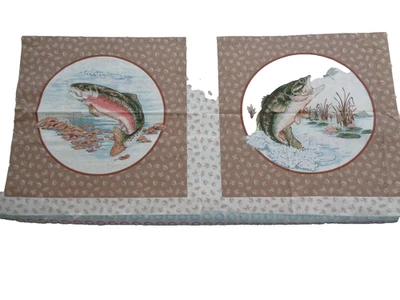 2 PANELES DE ALMOHADA "PESCADO" TELA 17" X 17" Foto 1 de 3