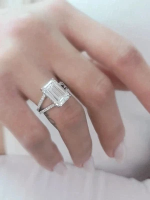 Gift Her Lab Grown Diamond Womens Split Shank Engagement Ring 6Ct 14K White Gold - Image 1 of 4