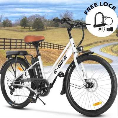 750W Ebike 26" Electric Bike Bicycle 25Mph CommuterTire Mountain Bikes Adults - Image 1 of 4