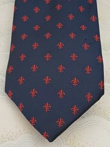 Lavoraxione Artigianale Krawatte blau & rot Fleur de Lis 100 % Seide 61 Zoll lang 4 Zoll breit - Bild 1 von 5
