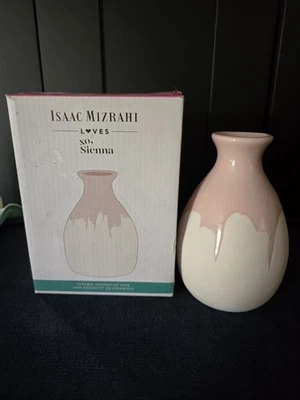 Isaac Mizrahi Loves XO Sienna Vase Ceramic Pottery  CD4 Hand Dipped Pink Glaze - Image 1 of 4