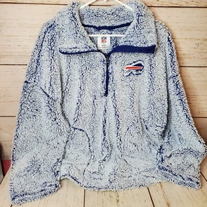 NFL Buffalo Bills Damen Sherpa Pullover Quarter Zip blau matt bestickt XL - Bild 1 von 13