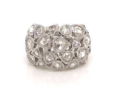 Rose Cut Multi Diamond Dome Ring in 18k White Gold - Image 1 of 4