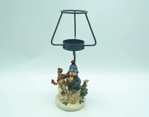 Snowman with Cats and Tree Under Lamp Post, Tea Light Candle Holder - Picture 1 of 6