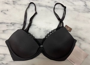 Calvin Klein Seductive Comfort Bra Customized Lift Push Up F2892 Black Lace Gray - Picture 1 of 9