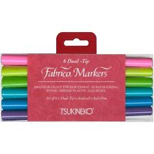Tsukineko PF500007 Dual-Ended Fabrico Marker Color-Fast, Gemstones, 6-Piece Set