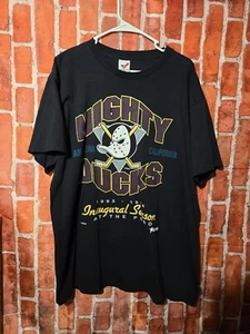 Vintage NHL Anaheim Mighty Ducks Inaugural Season Tee Shirt Single Stich XL - Picture 1 of 8