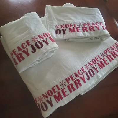 Lands End Home Navidad 1 Queen Sábana Plana 2 ETS Fundas de Almohada Algodón Portugués Foto 1 de 4