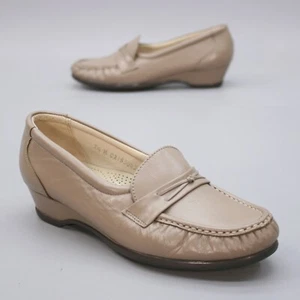 SAS Ladies 7.5 M Easier Taupe Leather Wedge Tripad Comfort MOC Loafers USA - Picture 1 of 12