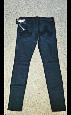 Pantalones de mezclilla Affliction talla 30 negros premium blancos ajustados elásticos ¡NUEVOS CON ETIQUETAS NUEVOS! Foto 1 de 4