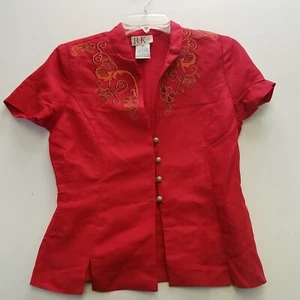 Women R&K Short Sleeve Button Down Top Blouse Size 8P Petite like new - Picture 1 of 8