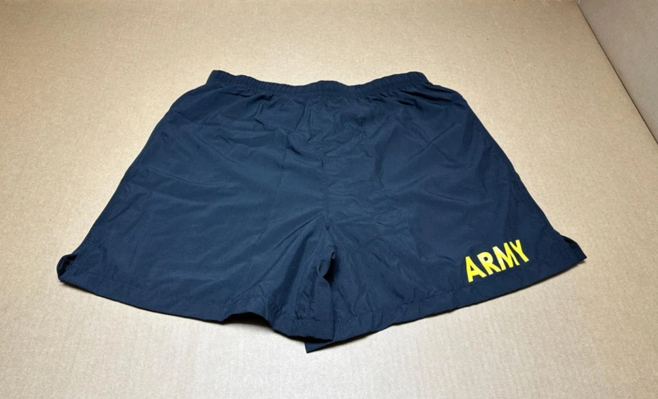 Army PT Shorts Trunks APFU Fitness Physical Black Yellow USA Made M