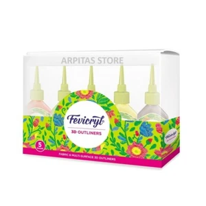 Fevicryl 3D Outliners Regular Kit 20ml x 5, Fabric & Multi-Surface 3D Outliners - Picture 1 of 2