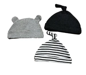 Baby 3 pack Basic Hat - Cloud Island Black/Gray/Stripe 0-6M - Picture 1 of 4
