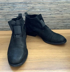 Eileen Fisher Soul Tumbled Nubuck Leather Black Ankle Bootie Classic 7M - Picture 1 of 8