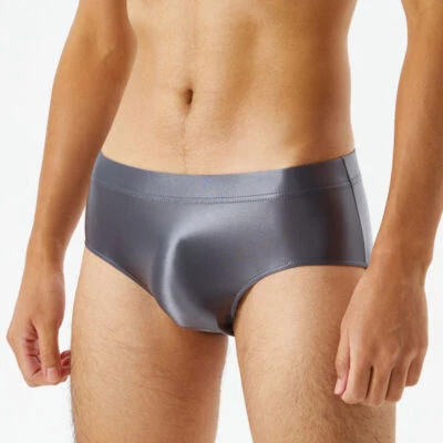 Men's Super Elastic Shiny Glossy Satin Underpants Boxer Briefs Panties Underwear - Image 1 of 4