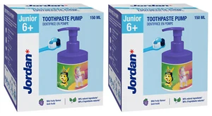 2 JORDAN JUNIOR 6+ Toothpaste Pump 98% Natural Ingredients Fruity Flavor 150ml - Picture 1 of 7