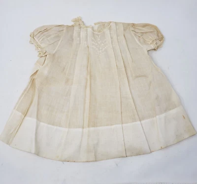 Vintage Mid Century Conchita Hand Made Embroidered Newborn Baby Dress Designer - Image 1 of 4