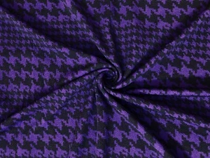 Liverpool Fabric-Black Eggplant Double Size Houndstooth-LVPR356-Sold by the Yard - Picture 1 of 4