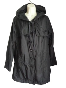 ISDA & CO Jacket L Coat Black Hooded Crinkled - Picture 1 of 8
