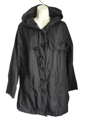 ISDA & CO Chaqueta L Abrigo Negro Con Capucha Arrugado Foto 1 de 4