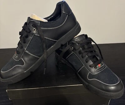 Authentic Gucci Florence Original GG Nappa/Nero Black Men’s Sneaker 11G - Image 1 of 4
