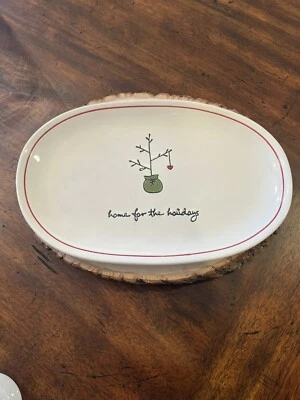 TAG “home for the holidays” Ceramic Oval Serving Platter Twig Tree Heart 12 x 8" - Image 1 of 3