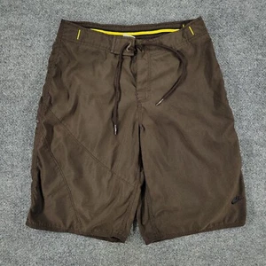 Nike Board Shorts Men Small Brown Swim Surf Trunks Drawstring Pockets Logo Adult - Picture 1 of 15