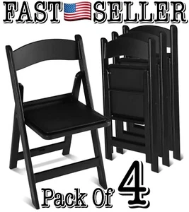 4-Pack Flash Furniture Hercules Series Folding Chair - Black Resin, Vinyl Seats - Picture 1 of 11