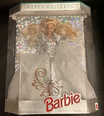 1992 Happy Holidays Barbie Doll Special Edition White Crystal & Silver Dress NIB - Image 1 of 4