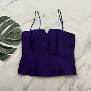 Betsey Adam Womens Vintage Y2k Corset Style Top Size 8 Purple Shimmer Crop - Picture 1 of 8