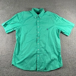 Ralph Lauren Shirt Men's XLT Green Button Down Featherweight Twill Short Sleeve - Picture 1 of 11