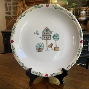 THOMPSON Pottery BIRDHOUSE BIRDS 12.25” Chop Plate Serving Platter Vintage - Picture 1 of 21