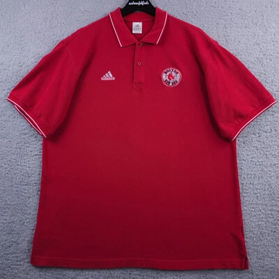 Camisa polo masculina Boston Red Sox vintage grande vermelha pique malha bordada Adidas 00s - Imagem 1 de 4