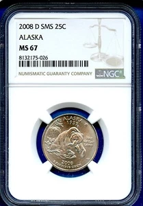 2008 D NGC SMS MS67 Alaska State Quarter 25c US Mint Coin 2008-D MS-67 - Picture 1 of 3