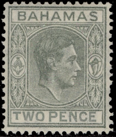 BAHAMAS GVI SG152a, 2d pale slate, LH MINT. Cat £950. SHORT "T" Cover