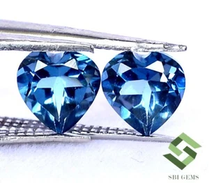 5x5mm bis 8x8mm Natur London Blau Topas Herzform Paar Lose Edelsteine - Bild 1 von 7