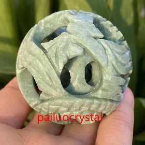 Exquisita bola de cristal de cuarzo esfera tallada de jade verde natural cuidado de gemas 50 mm+ - Imagen 1 de 7