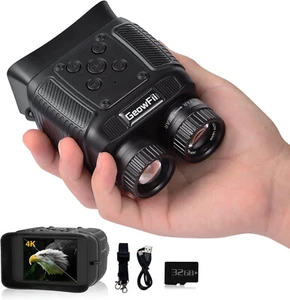 GeowFiiTech 4K Night Vision Binoculars, 8X Zoom, Infrared Goggles, 984ft, 32GB - Picture 1 of 7