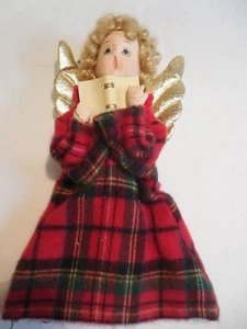 Vintage Christmas Angels Tree Topper:  Blond , Brown eyed Angel w/ a Red  Dress - Bild 1 von 2