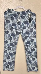Pigiama donna lounge pantalone S blu floreale taglio dritto elastico in vita coulisse - Foto 1 di 5
