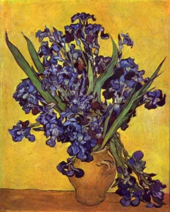 Dream-art Oil painting Vincent Van Gogh Vase Irises Against Yellow Background - Picture 1 of 1