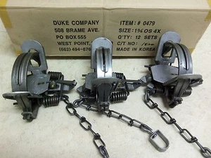 3 Duke # 1 3/4  OFFSET 4 COIL Coil Spring Traps 0479 Coyote Bobcat Lynx Trapping - Picture 1 of 2