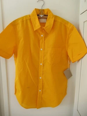 Band of Outsiders Marigold Orange Short Sleeve Button Down BOO Shirt Size M  NWT - Image 1 of 3