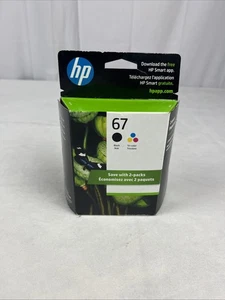 Paquete de 2 cartuchos de tinta originales HP 67 negros/tricolores, 3YP29AN exp JUL 2025 NUEVO - Imagen 1 de 5