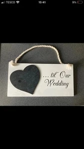 Wedding Countdown Plaque Chalkboard Heart Design in Good Condition - Picture 1 of 4