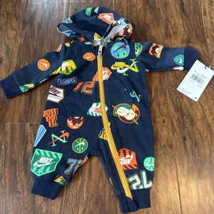 NWT Nike Hike Baby Boy Jumpsuit Newborn Midnight Navy Yellow zipper - Picture 1 of 5